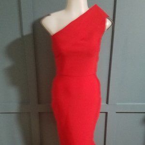 One shoulder bodycon dress with fishtail hem